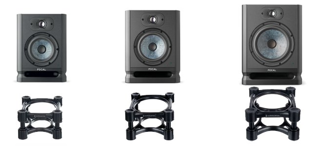 Focal Alpha 50, 65 and 80 EVO with corresponding ISO-Stands