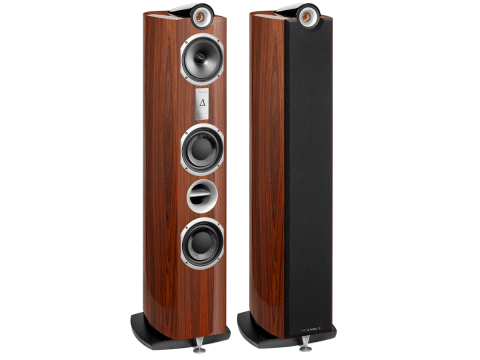 Golden Oak finished Delta speakers from Triangle